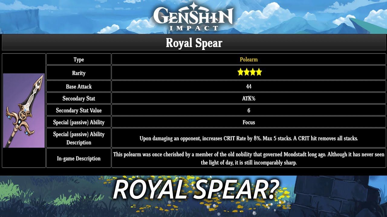 Featured image of post Royal Spear Genshin Stats